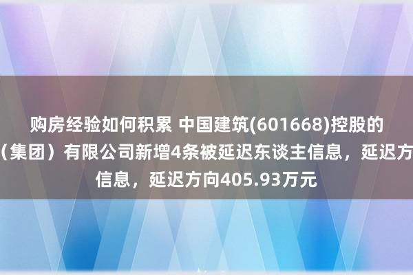 购房经验如何积累 中国建筑(601668)控股的中建新疆建工（集团）有限公司新增4条被延迟东谈主信息，延迟方向405.93万元