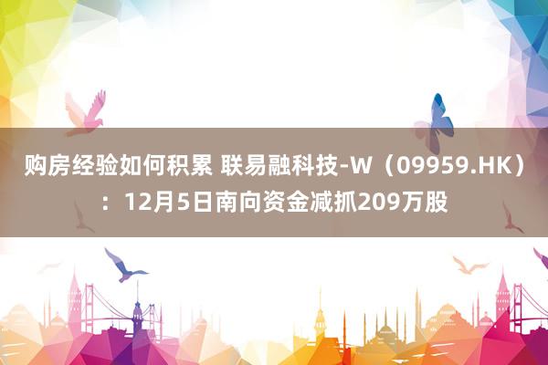 购房经验如何积累 联易融科技-W（09959.HK）：12月5日南向资金减抓209万股