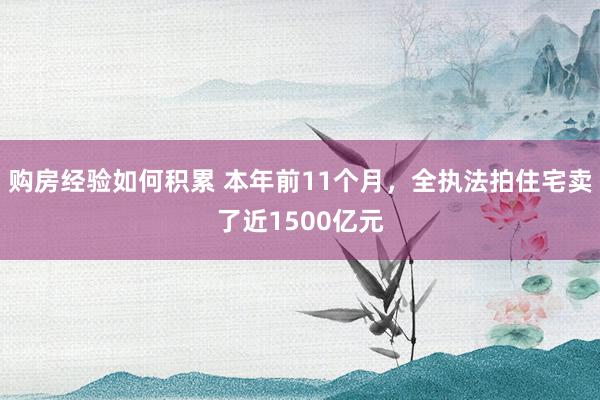 购房经验如何积累 本年前11个月，全执法拍住宅卖了近1500亿元