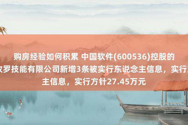 购房经验如何积累 中国软件(600536)控股的北京中软万维收罗技能有限公司新增3条被实行东说念主信息，实行方针27.45万元