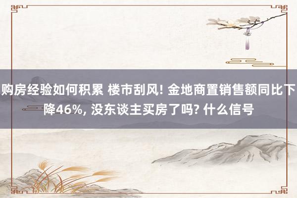 购房经验如何积累 楼市刮风! 金地商置销售额同比下降46%, 没东谈主买房了吗? 什么信号