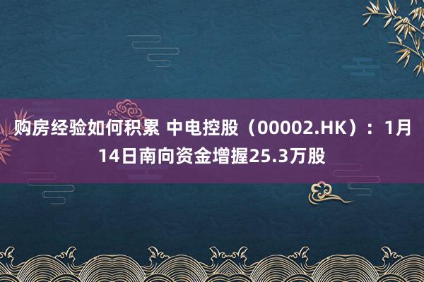 购房经验如何积累 中电控股（00002.HK）：1月14日南向资金增握25.3万股