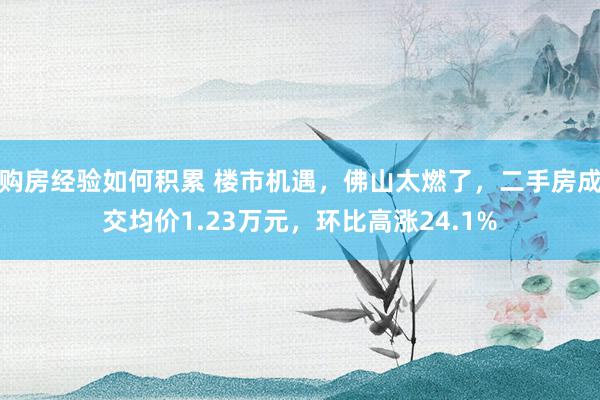 购房经验如何积累 楼市机遇，佛山太燃了，二手房成交均价1.23万元，环比高涨24.1%