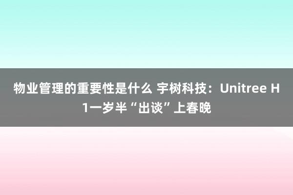 物业管理的重要性是什么 宇树科技：Unitree H1一岁半“出谈”上春晚