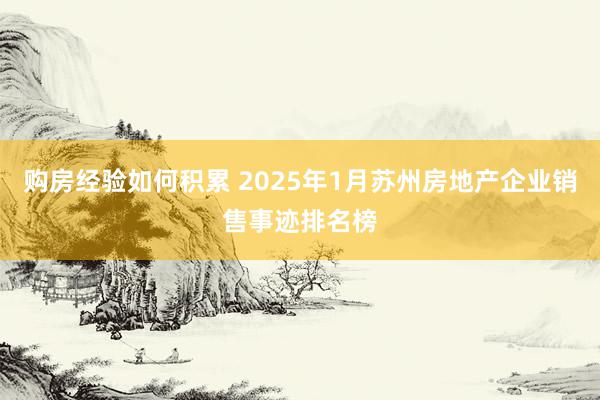 购房经验如何积累 2025年1月苏州房地产企业销售事迹排名榜