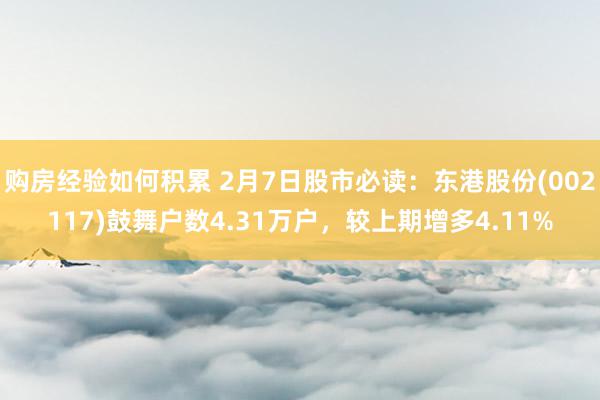 购房经验如何积累 2月7日股市必读：东港股份(002117)鼓舞户数4.31万户，较上期增多4.11%