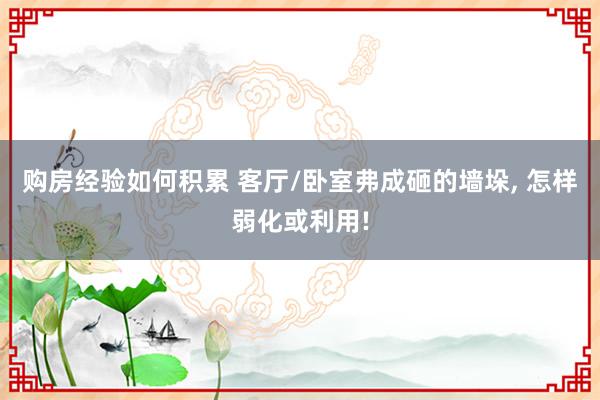 购房经验如何积累 客厅/卧室弗成砸的墙垛, 怎样弱化或利用!