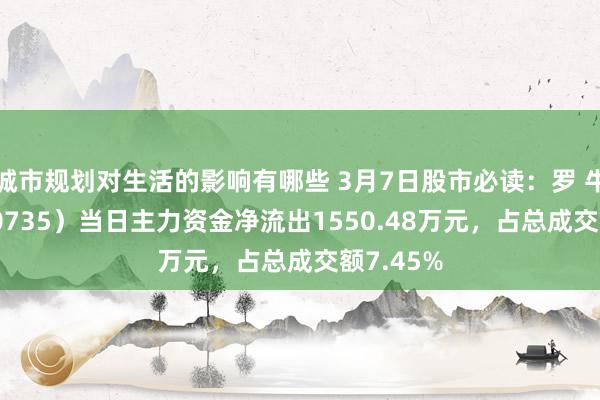 城市规划对生活的影响有哪些 3月7日股市必读：罗 牛 山（000735）当日主力资金净流出1550.48万元，占总成交额7.45%