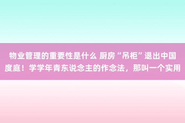 物业管理的重要性是什么 厨房“吊柜”退出中国度庭！学学年青东说念主的作念法，那叫一个实用